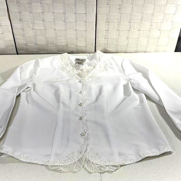 "KATHIE LEE" Vintage,Lacy,Sheer,Button Blouse,Angel,Pure,Cottage Core,Feminine - Picture 5 of 11